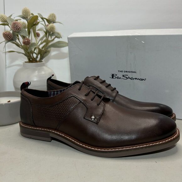 Ben Sherman Brent Oxford Lace Up Brown Leather Dress Shoes Men\'s US 13 NWB